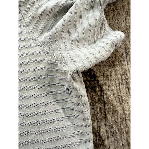 Nike Golf Dri Fit Striped White Grey Polo Shirt Men's Large Dri-Fit Golfing - Picture 4 of 9